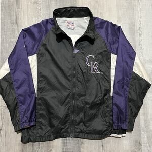VTG Apex One Colorado Rockies 90s Windbreaker MLB Baseball Jacket Black Men's XL